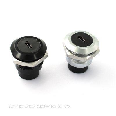 Type-C Female To Female Zinc Alloy Data Signal Extended Transmission Round Type-c Panel Mount Socket With Dust Cap photo-2