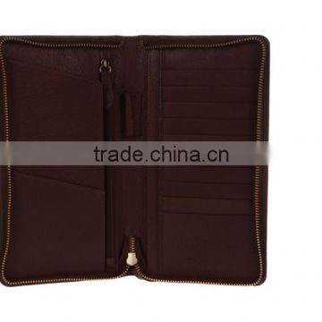 Pure italian leather passport holder with zipper pocket and leather pen loop geniune leather passport holder