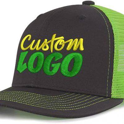 Custom Logo Embroidered Trucker Hats for Men Adjustable Snapback Mesh Cap