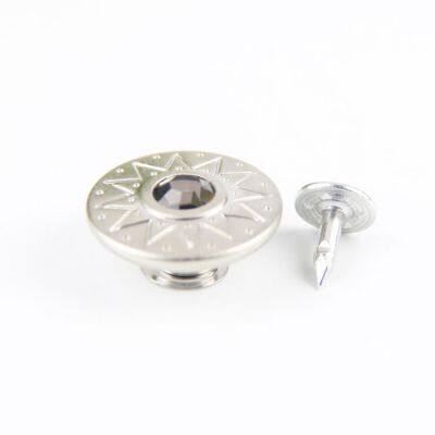 Denim Button Jeans Clothes Engraved Brass and Rivet Jeans Jacket Logo Custom Metal Buttons for Denim Jeans With Diamond photo-4