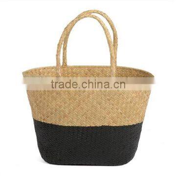 High quality best selling eco-friendly Woven Seagrass Shopping Bag - Black/Natural from Vietnam