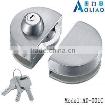 High quality tempered frameless SS or polish finish sliding glass door key locks for double door in glass