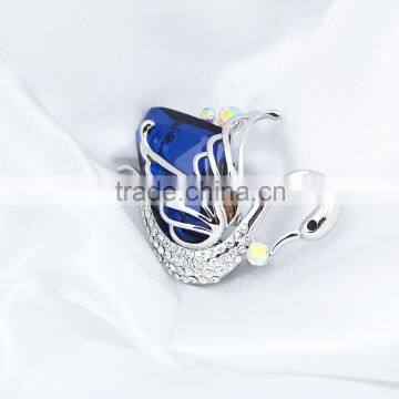 Silver Plated Wedding Invitation Blue Body of the Swan Crystal Rhinestone Brooch Wholesale photo-3