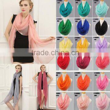 Wholesale Spring Lady Fashion Large Plain Chiffon Silk Scarf                        
                                                Quality Choice