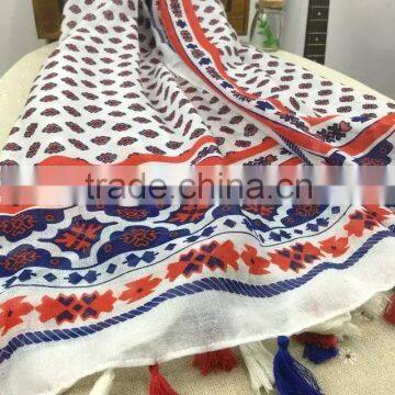 2016 New Digital Print Tassel Brim Lady Women Head Scarf Muslim photo-2