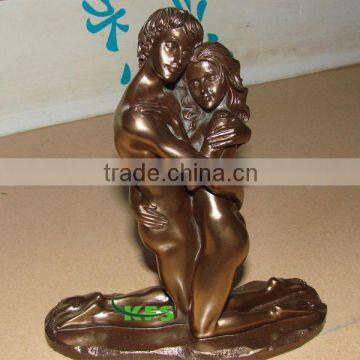 Bronze nude man and woman statue