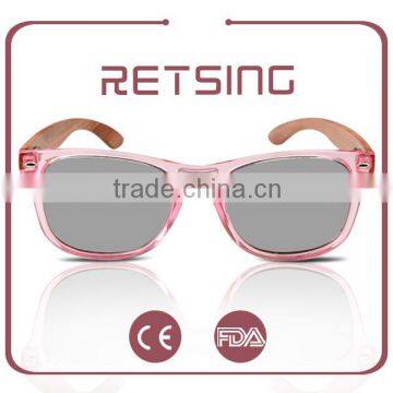 Hot selling Silver Mirror UV400 Lens PC Fashionable Wood Glasses