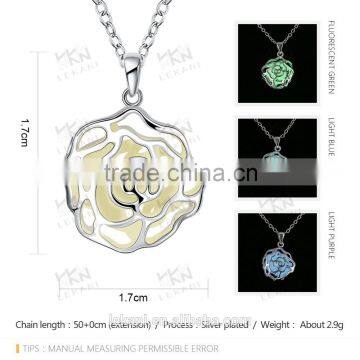 Ball locket necklace with light-up stone pendants,glow in the dark necklace wholesale