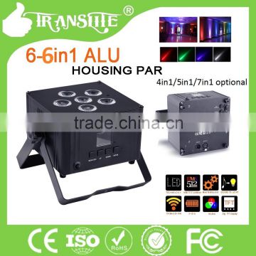 Hot sale wireless and battery powered 6in1 LED PAR stage light with Aluminum housing