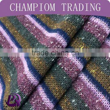 2015 new sample acrylic poly knitting hacci fabric in yarn dye for sweater