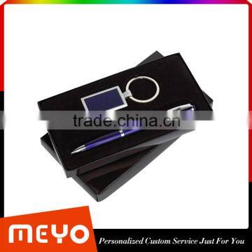 Elegant Click Pen Ball Point Pen and Plate Key Clip Chain Gift Box photo-2