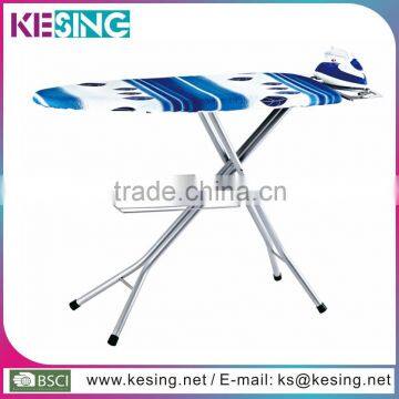 Oval shape folding Plastic top Ironing board with clothes rack