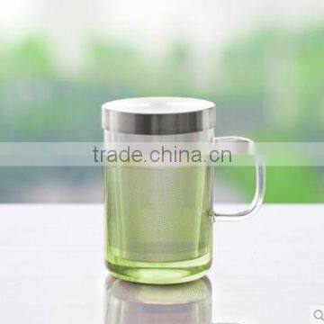 SAMADOYO Elegant Glass Mugs with Strainer, Handle and Lid the Best Choice as Xmas Gift