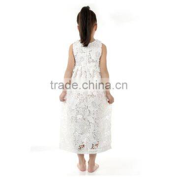 Wholesale Cotton Pierced Flower White Long Summer Dresses for Kids Supplier's Choice photo-3