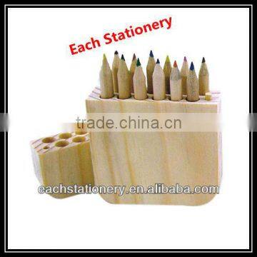 12PCS/SET Mini Wooden Pencil & Wood Color Pencil & Natural Colour Pencil