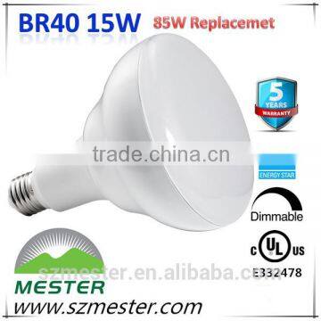 High lumen Br40 r40 15w e26 120v 5000k ul approved led light bulbs