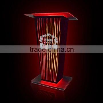 clear acrylic podium night bar table with LED light, night bar DJ facade