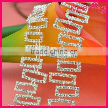 blingbling fashion wholesale A-class clear rectangle joint crystal rhinestone chain wholesale WRC-224