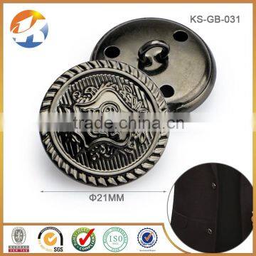Embossed Logo Gunmetal Metal Sewing Shank Button