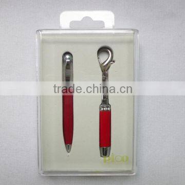 Metal Mini Ball Pen With Crystal and Mini Torch With Keychain Packed in a Gift Box