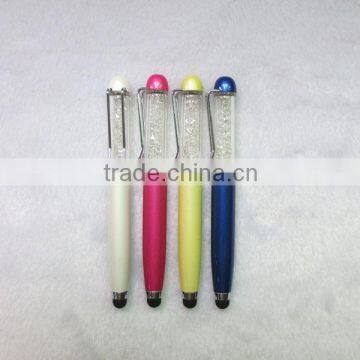 Promotional lady gift mini metal crystal stylus pen for touch screen