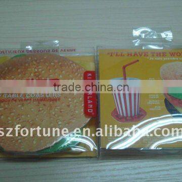 sandwich coaster set with clear box packing