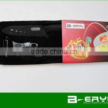 BERYL Black Blade 3pcs Set , Black Ceramic Knife Set 4"6"kitchen Knife+peeler+gift Box, 2 Colors ABS Handle
