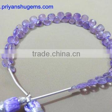 Amethyst Hand made 4.75 mm Faceted Heart shape, 6" Strand length 100% Natural gemstones