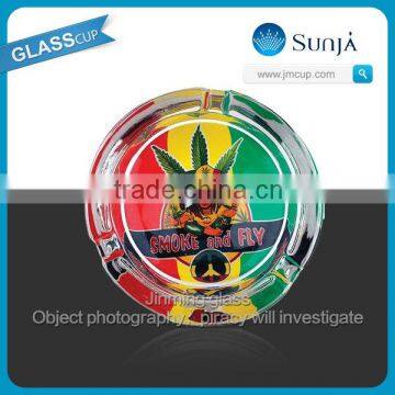 Bolivian style smoke and fly portable pocket colorful glass ashtray