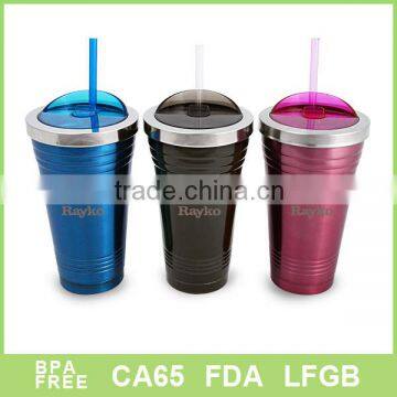 Hot selling stainless steel coffee mug with BPA free straw