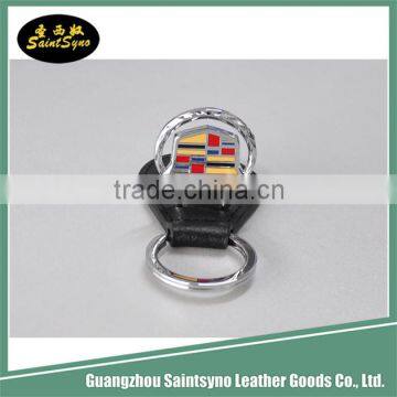 2016 Custom printed logo genuine leather key chain car plate shaped key chain