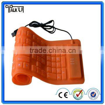 Hot sell novelty design foldable colored soft computer keyboards, silicone waterproof bluetooth keyboard