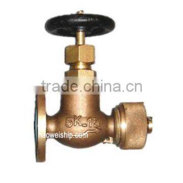 JIS F7334 5K 10K DN15-100 mm Marine Bronze Hose Globe Angle Valve