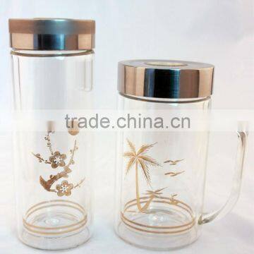 300,400ml cheapest double wall glass mug