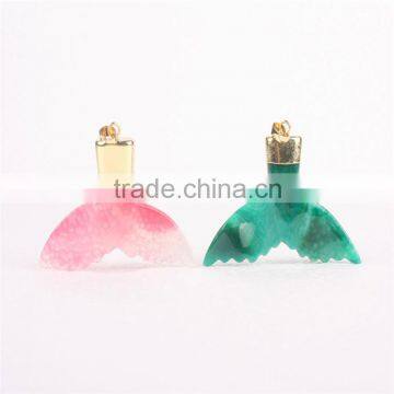Golden Electroformed Edge Dyed Colors special shape druzy drusy agate necklace--OEM welcome