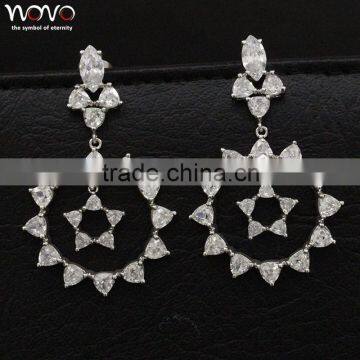 Hot selling brass crystal diamond drop earrings