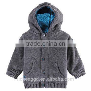 (A4583)Nova brand hot sale warm thick knit hoodie coat for 3M-24M baby boys