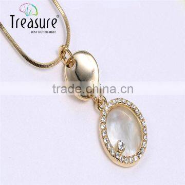 2015 New Korean Fashion Wild Round Shell Necklace Gold Plated Necklace Wholesale Pendant Necklace for Ladies photo-3