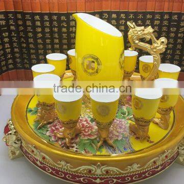 Yellow colorful 12 Animal Zodiac ceramics drinking wine cup,tea cup