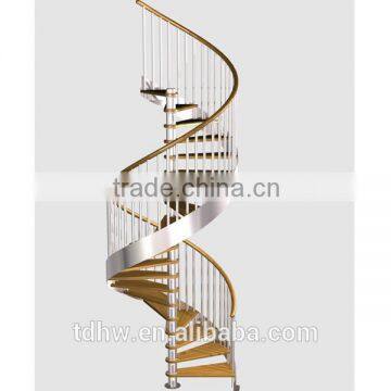 indoor prefabricated metal used wood step spiral stairs