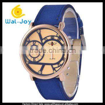 WJ-5382 Rose Gold Case Stylish Charming Stainless Steel Back Leather Strap Cheap Man Watch
