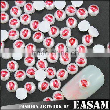 2015 July new nail product semi-circle printing pearl nail art decoration