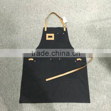 custom vintage canvas apron with leather strap