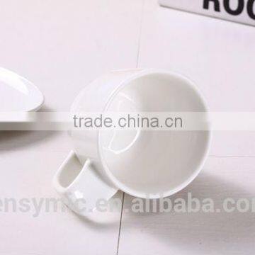 T00217 Big Handle White Porcelain Tea Cup With Saucer photo-6