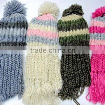 Wholesale kid's winter knit hat and scarf sets