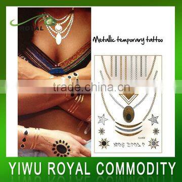 Popular Necklace Flash Metallic Temporary Tattoo Sticker