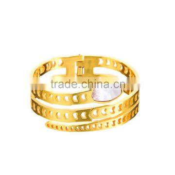 Nickel-Free High polish man 3 row shell stainless steel bangle