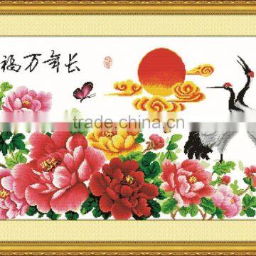 Cross stitch style Birds and flower design home bedroom wall decoration wallpaper