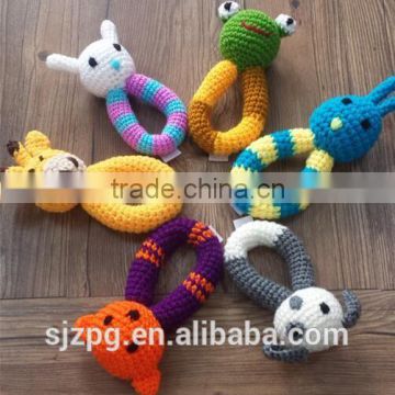 Crochet hand animal baby Rattle Toy , hand knitted animal rattle baby toy