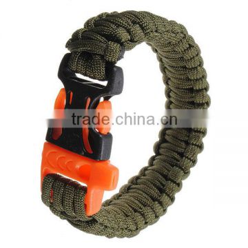 Handmade 7 Stands Military Bracelet with Whistle